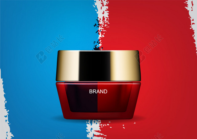 红蓝撞色化妆品设计素材