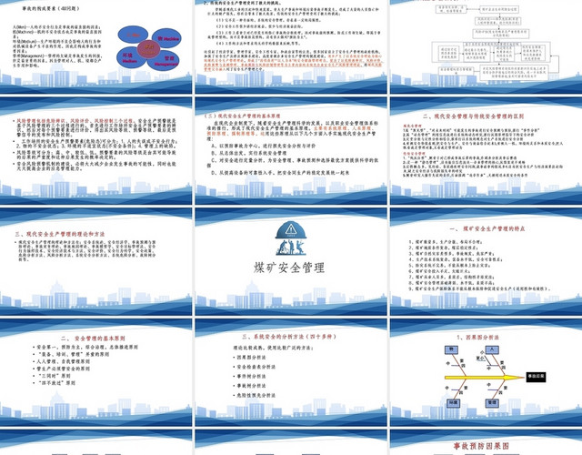深蓝简约水墨煤矿安全生产管理PPT模板