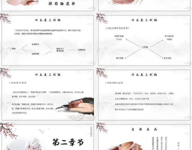 白色中式养生三伏贴敷操作与准备主题PPT模板