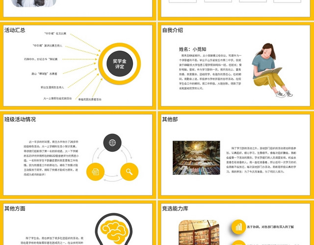 黄色创意简约学生会竞选PP模板宣传PPT动态PPT