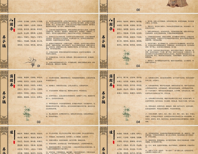 黄色古代典籍弟子规说课PPT模板