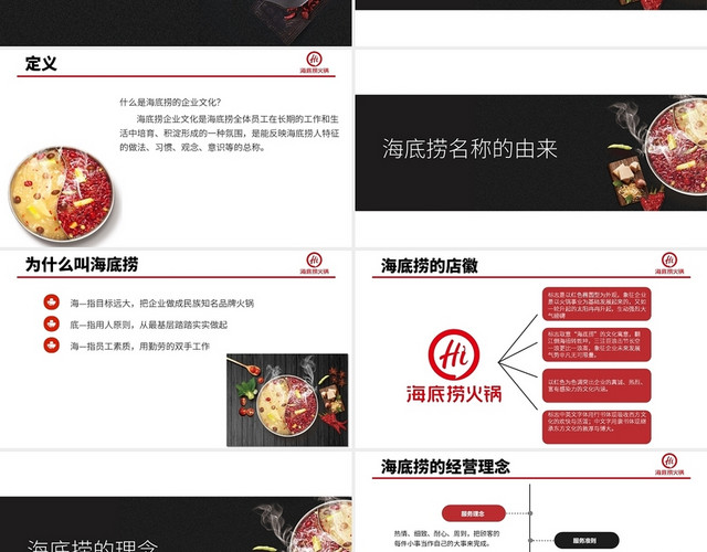 红黑色简约海底捞新员工培训课程PPT模板