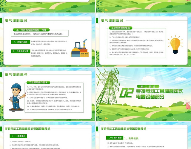 绿色清新电工安全操作规程培训课件PPT模板