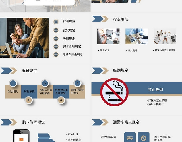 蓝色简约商务员工行为规范行为规范PPT模板