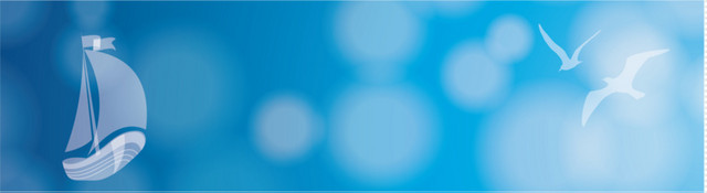 蓝底海鸟帆船剪影背景BANNER