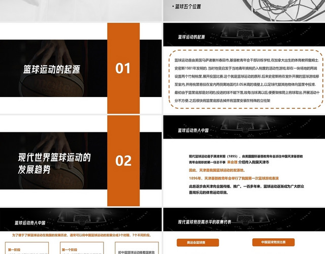 黑色橙色篮球基础知识培训PPT篮球基本知识培训