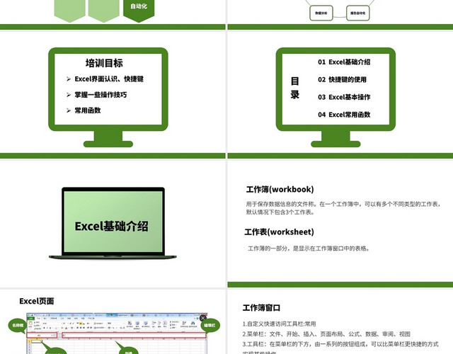 绿色办公EXCEL基本操作培训PPT模板