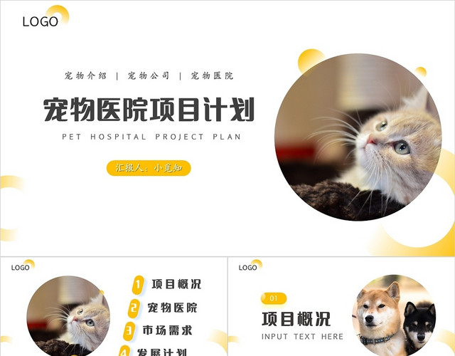 黄色宠物医院项目计划PPT模板