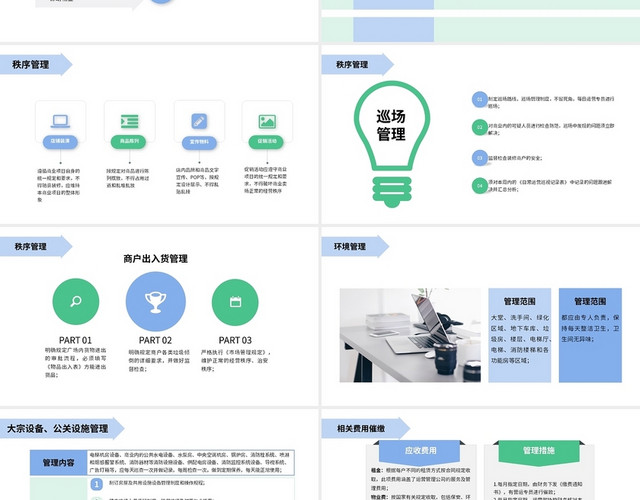 蓝色绿色简约商务2021商务企业运营管理PPT模板