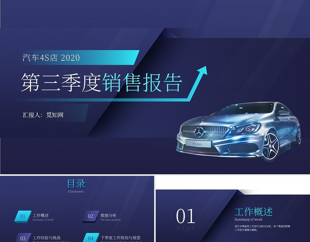 汽车企业店铺季度销售汇报PPT
