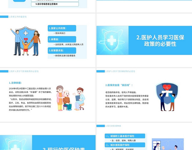 蓝色简约卡通医保政策知识培训PPT