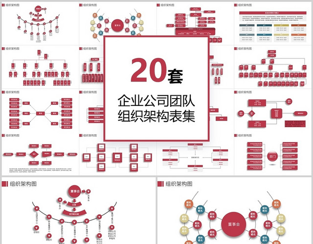 20页公司企业团体组织架构图PPT模板