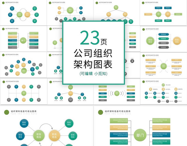 彩色组织架构可视化图表合集PPT模板