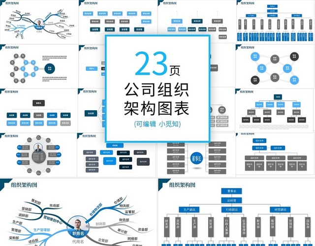 公司组织架构图表PPT模板