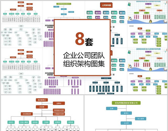 企业公司团队组织架构图表PPT模板