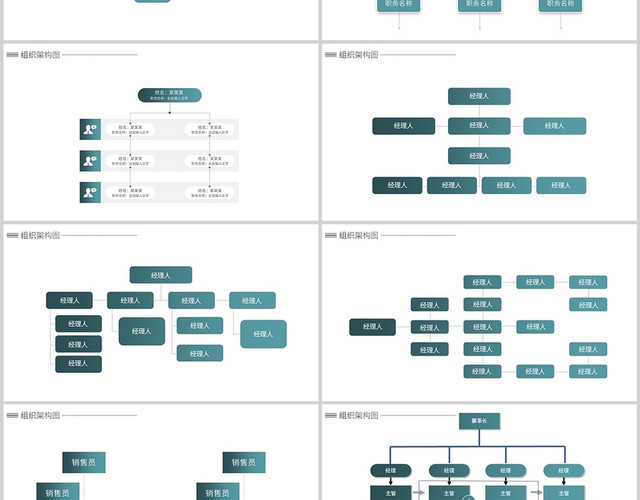 22套企业公司团队组织架构图表PPT模板