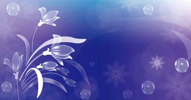 梦幻蓝色透明花朵水滴免抠素材