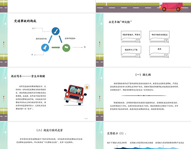 绿色小清新培训公交行业驾驶员安全培训知识2PPT模板