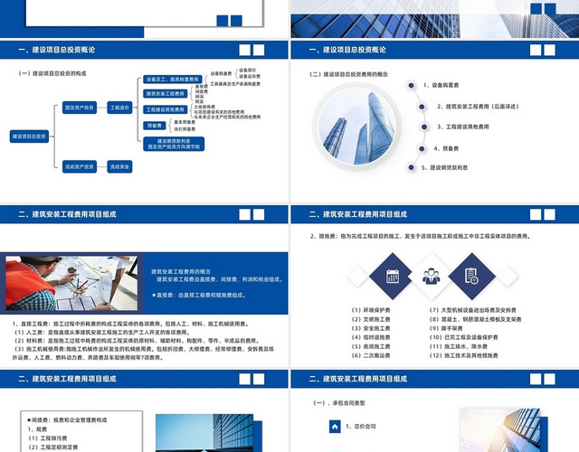 蓝色简约商务工程造价管理培训工程管理企业培训PPT模板