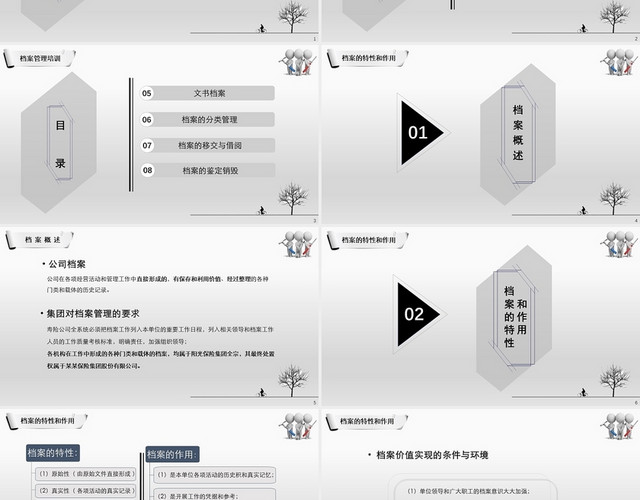 灰色静谧简约商务档案管理培训档案管理PPT模板