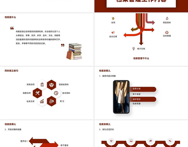 棕色简约清新大气档案管理培训电子档案企业培训PPT模板