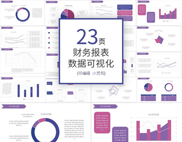紫色财务分析可视化图表PPT模板