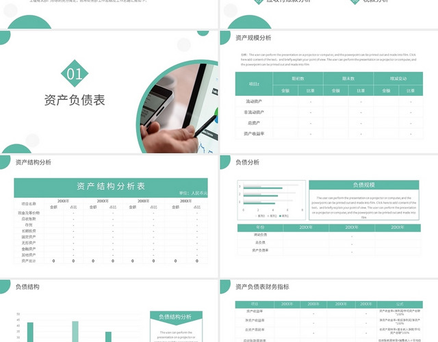 绿色年度财务分析报告PPT模板