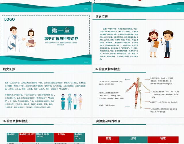 医学医院卡通PPT肺栓塞病人护理查房PPT模板
