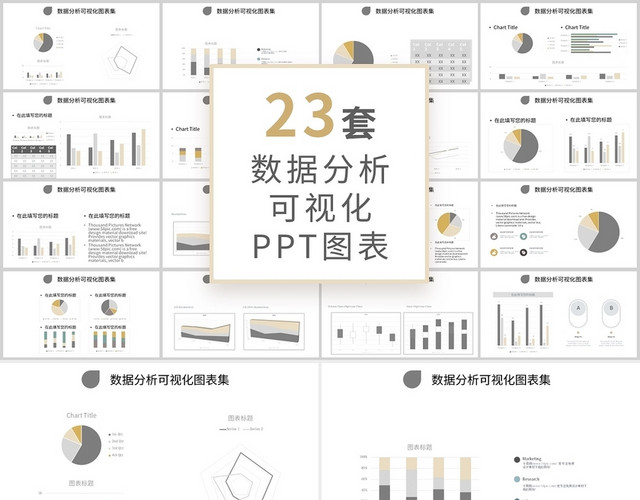 莫兰迪色数据分析可视化图表集PPT模板