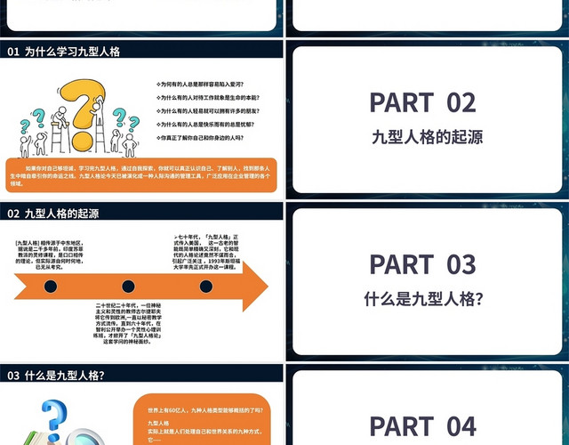 科技商务简约九型人格与高效沟通培训PPT模板