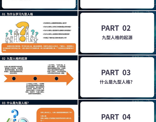 科技商务简约九型人格与高效沟通培训PPT模板