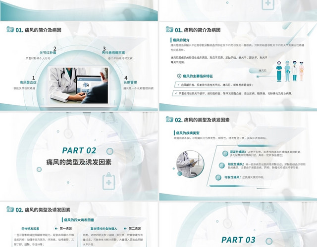 蓝色痛风医疗护理课件PPT模板
