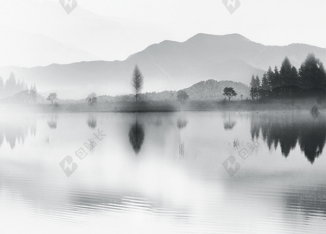 古风水墨山水画素材