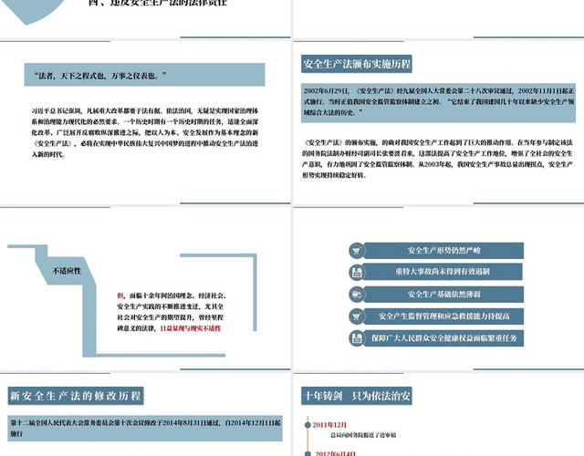 蓝色简约风格安全生产法知识培训PPT模板