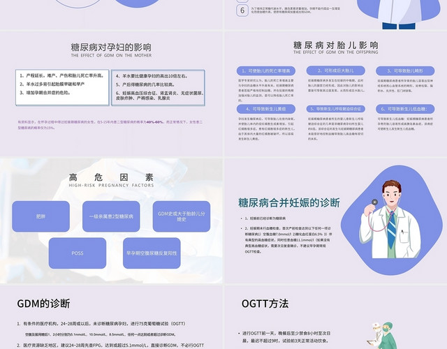 简约风医疗护理妊娠糖尿病健康指导PPT糖尿病健康知识宣教