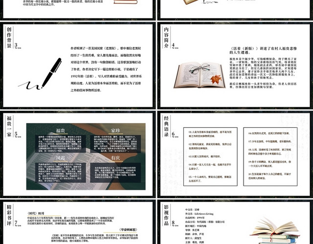 读书分享活着读书笔记PPT模板