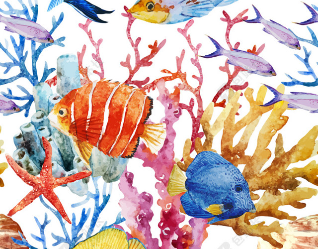 彩色简约海洋生物封面矢量素材