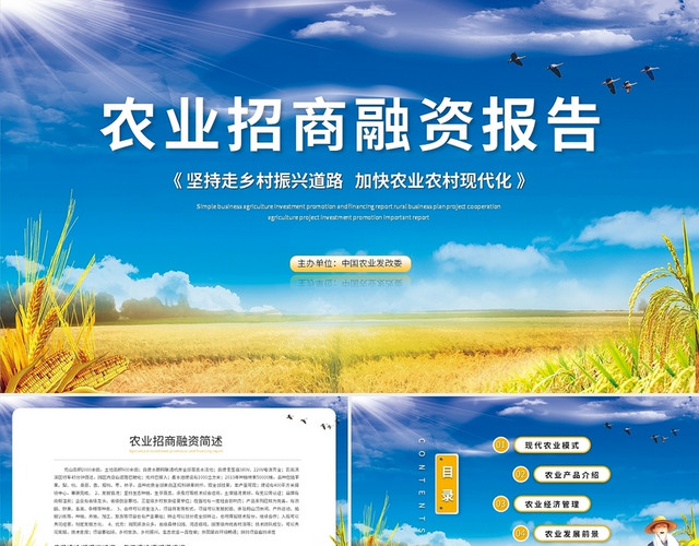 创意农业招商融资报告农业商业计划书PPT模板