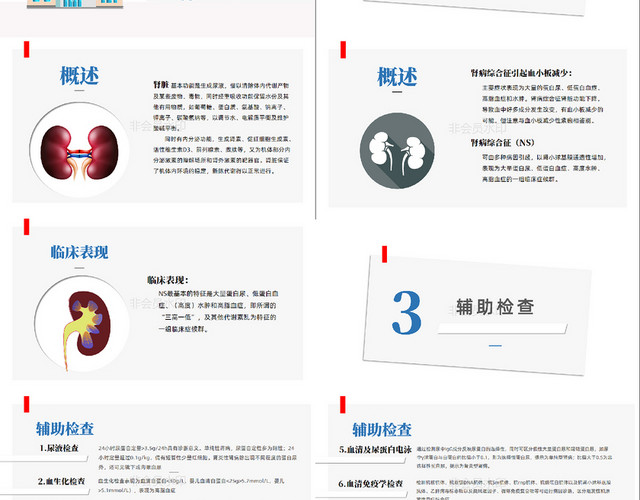 医疗简约蓝红学习专业专业风PPT肾病综合征护理查房