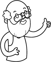 白色漫画老爷爷手绘素材