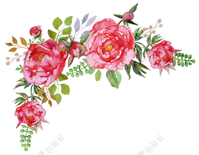 卡通手绘小清新红色花朵免抠素材