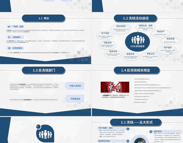 蓝色简约商务保险公司反洗钱基础知识PPT模板