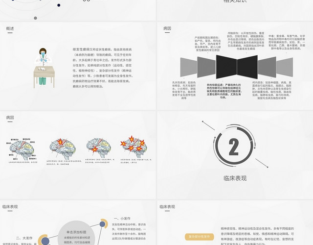 白色简约继发性癫痫患者护理业务课件PPT模板