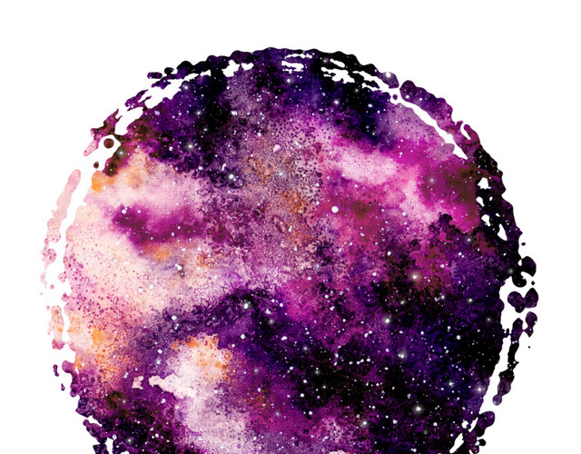 炫彩紫色星空圆形图框