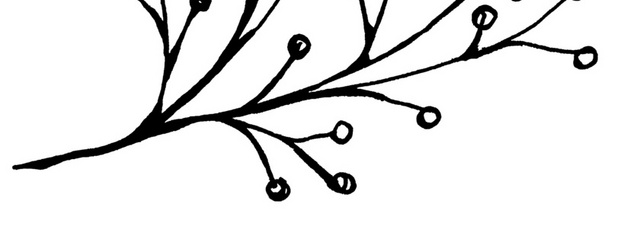 手绘简约黑色植物枝叶简笔画