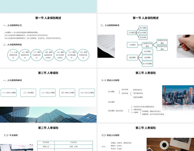 水绿色简约风格保险基础知识通用版第三卷PPT模板