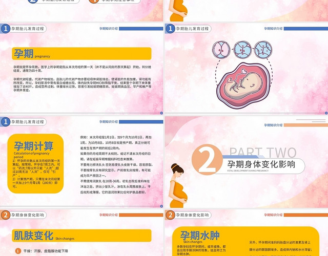 粉色清新孕妇知识介绍2021PPT模板