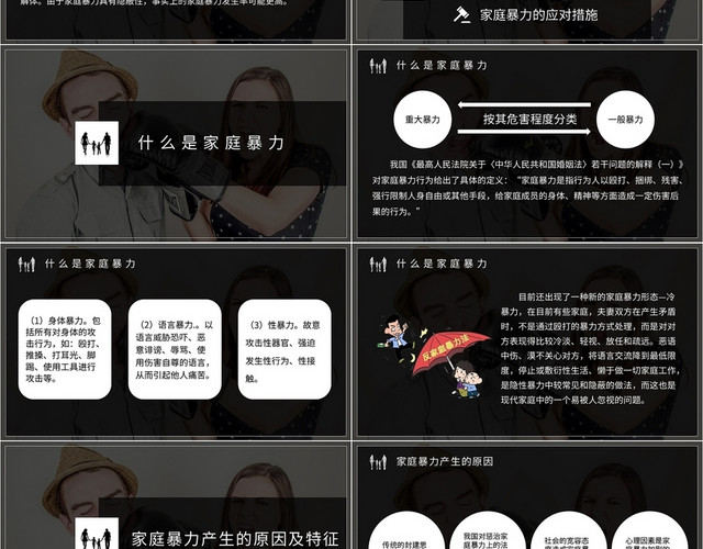 黑色简约家庭暴力PPT模板
