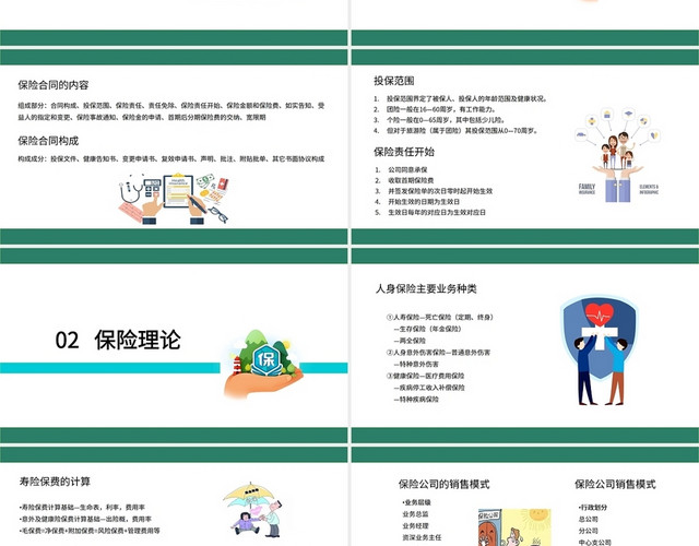 白绿色简约新员工保险知识培训PPT模板