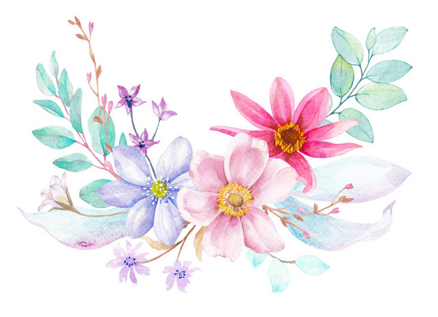 手绘唯美花朵矢量元素